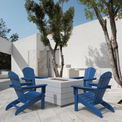 Patio Folding Adirondack Chair with Firepit Table