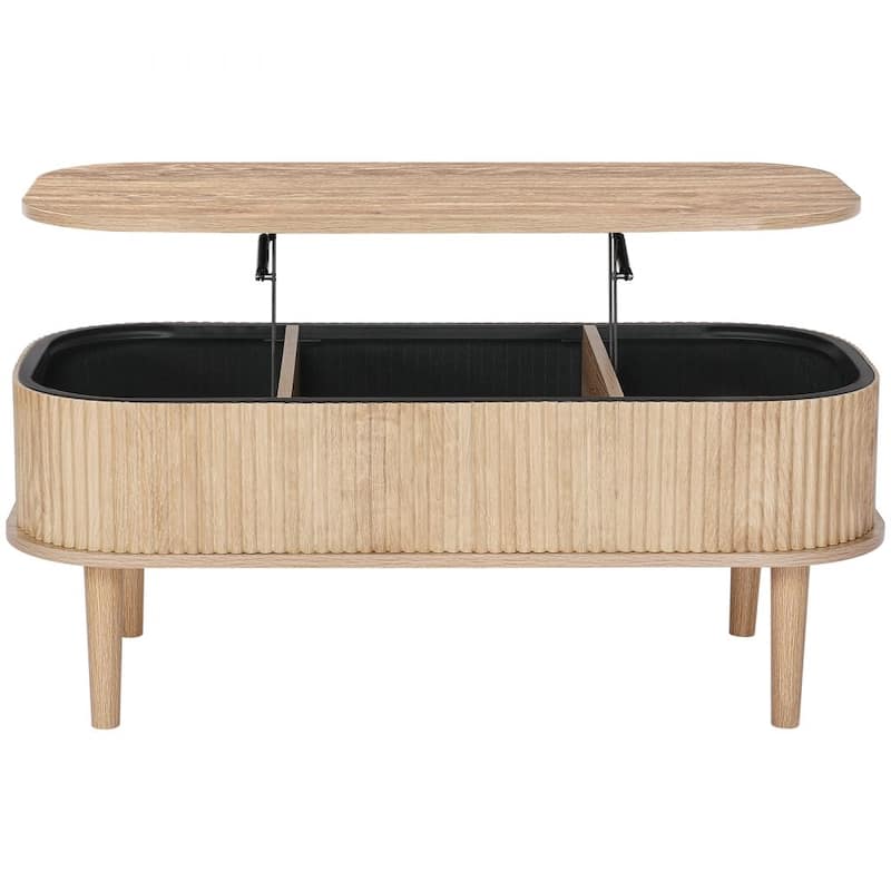 Mid-Century Lift-Top Coffee Table with Storage Compartments - 39.4 x 19 x 16 in