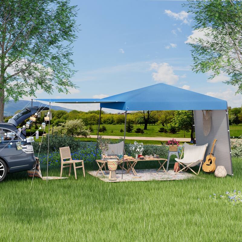 10x10 FT Pop-Up Canopy with 2 Sidewalls - Heavy-Duty Waterproof, UV-Resistant Tent for Outdoor Events, Markets & Gatherings - 10'x10' - Blue