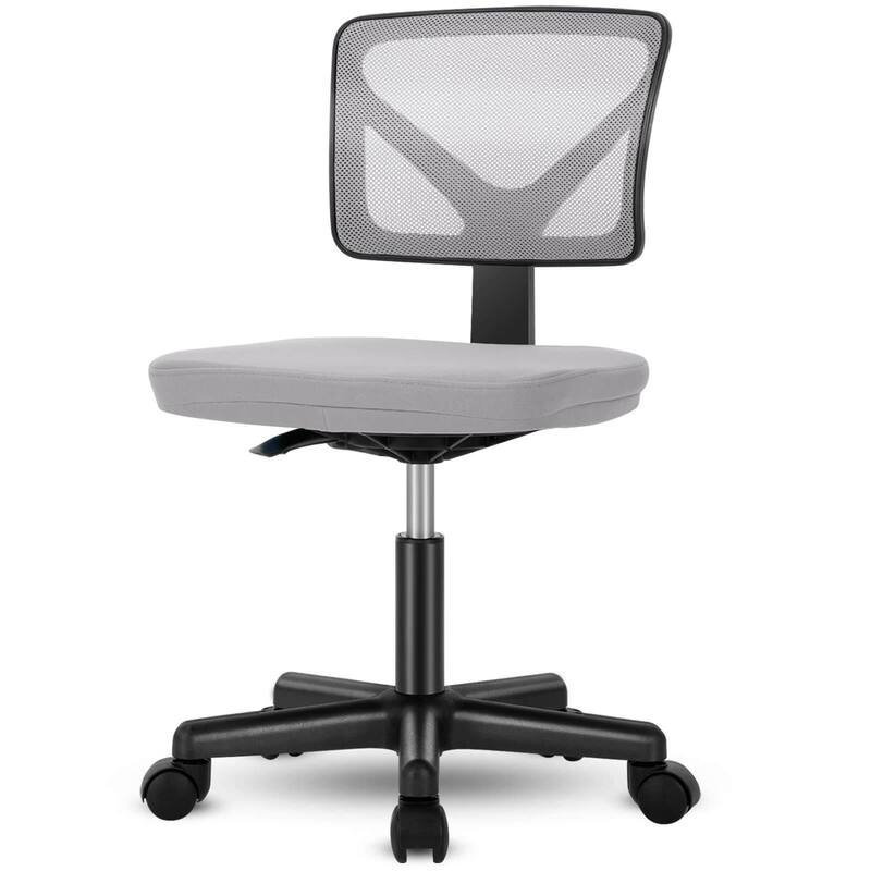 Child Armless Mesh Office Chair, Office Computer Desk Chair, Rolling Work Swivel Chairs for Home, Study, Student, Adults - Grey