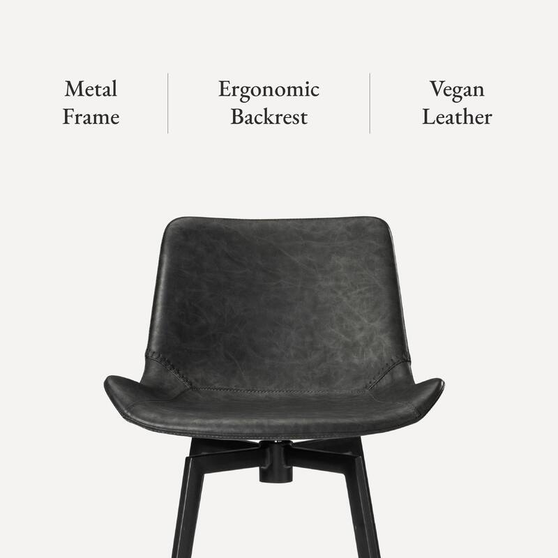 Maven Lane Victor Metal & Vegan Leather Kitchen Dining Stool