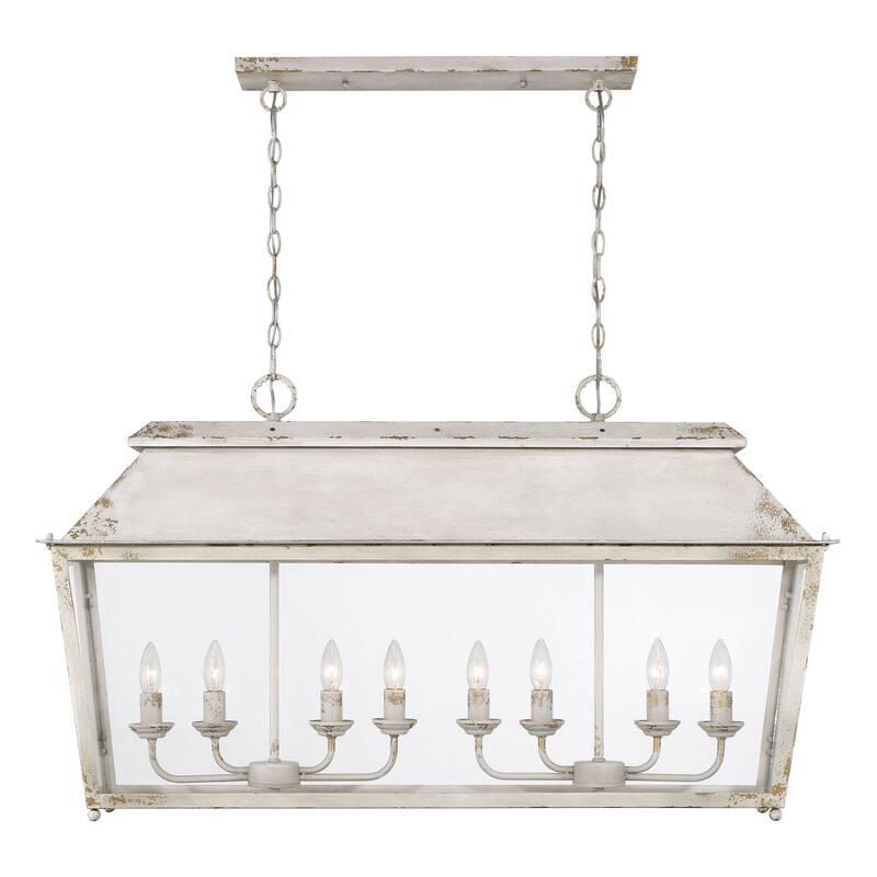 Golden Lighting Abingdon 8-light Island Light in Antique Ivory - Silver