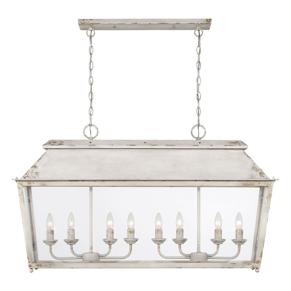 Golden Lighting Abingdon 8-light Island Light in Antique Ivory - Silver