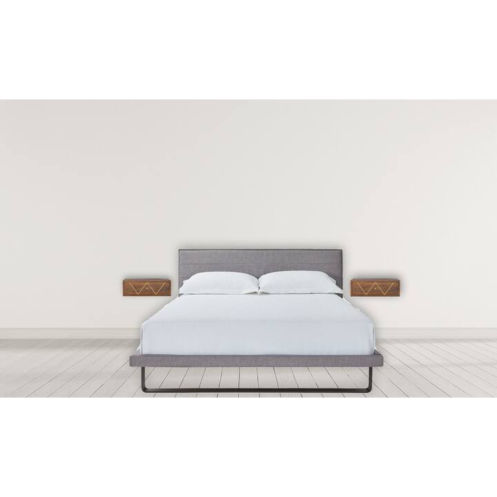 Artisan Furniture Solid Wood Floating Chestnut Brass Nightstand, Brown with one Drawer