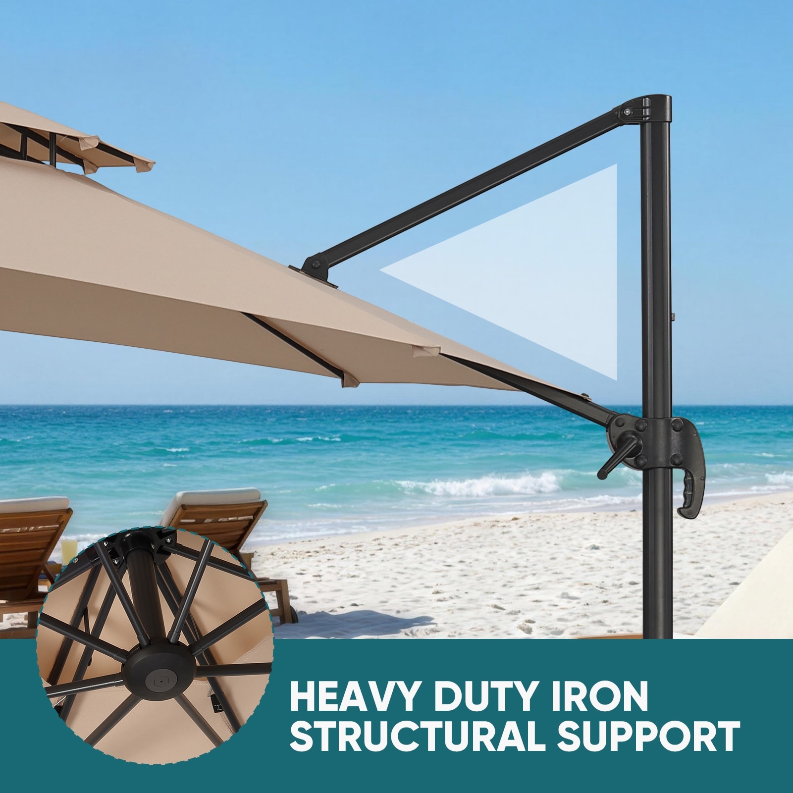 heavy duty cantilever patio umbrellas PURPLE LEAF 10ft Durable Outdoor Umbrella, UV Umbrella, Grey, Garden Sun Umbrella Rectangular Patio Lighted Umbrella tired of cutting your backyard gatherings short when the sun sets Grand patio 10x10 FT Large