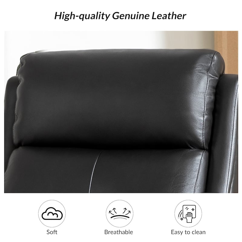 Franco Modern Genuine Leather Swivel Rocker Recliner with Nailhead Trims by HULALA HOME