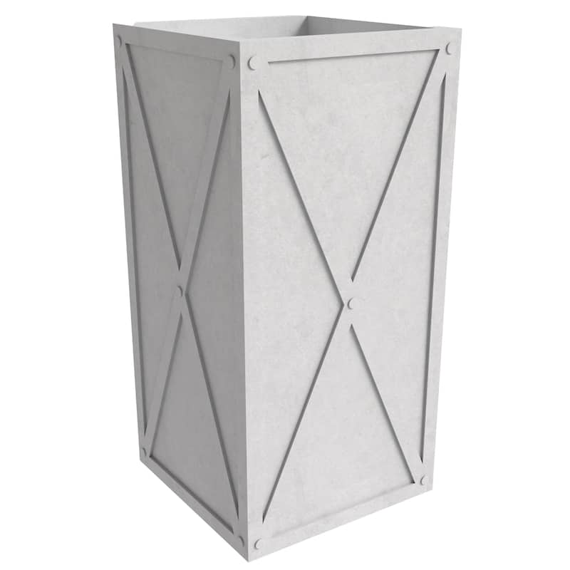 Papyrus Elegant Rectangular Modern Planter with Drainage, Lightweight Fiberstone MGO Clay Blend for Indoor Outdoor Use - White