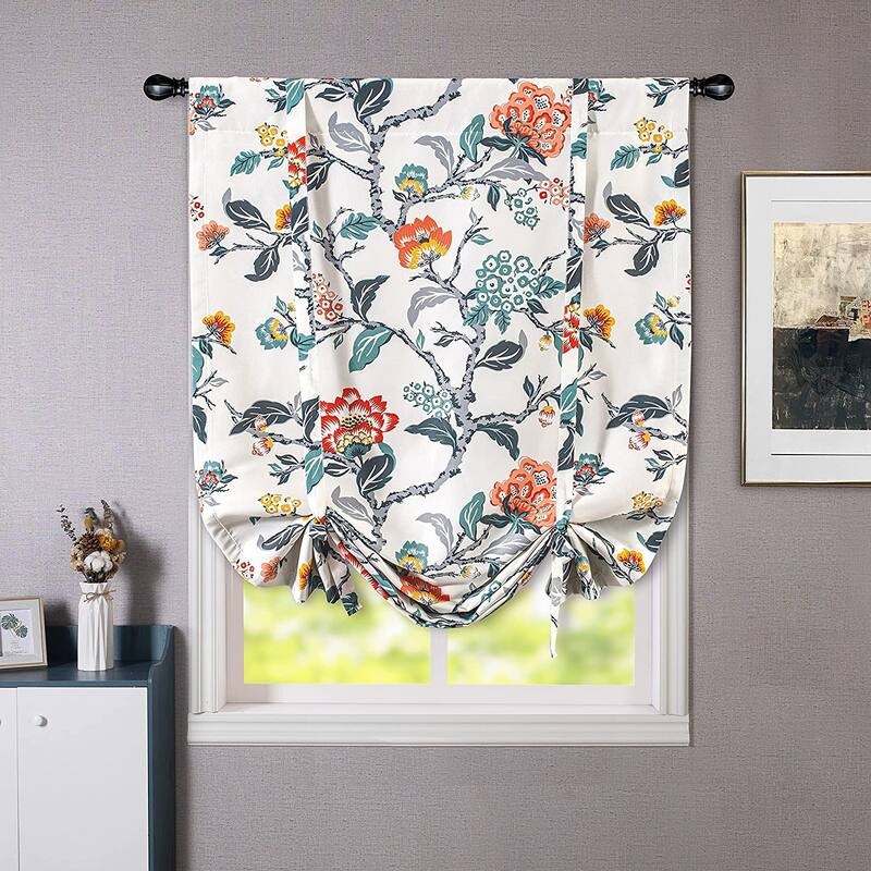 Porch & Den Navarre Botanical Pattern Printed Tie-up Shade - 31" width x 47" length - Multi