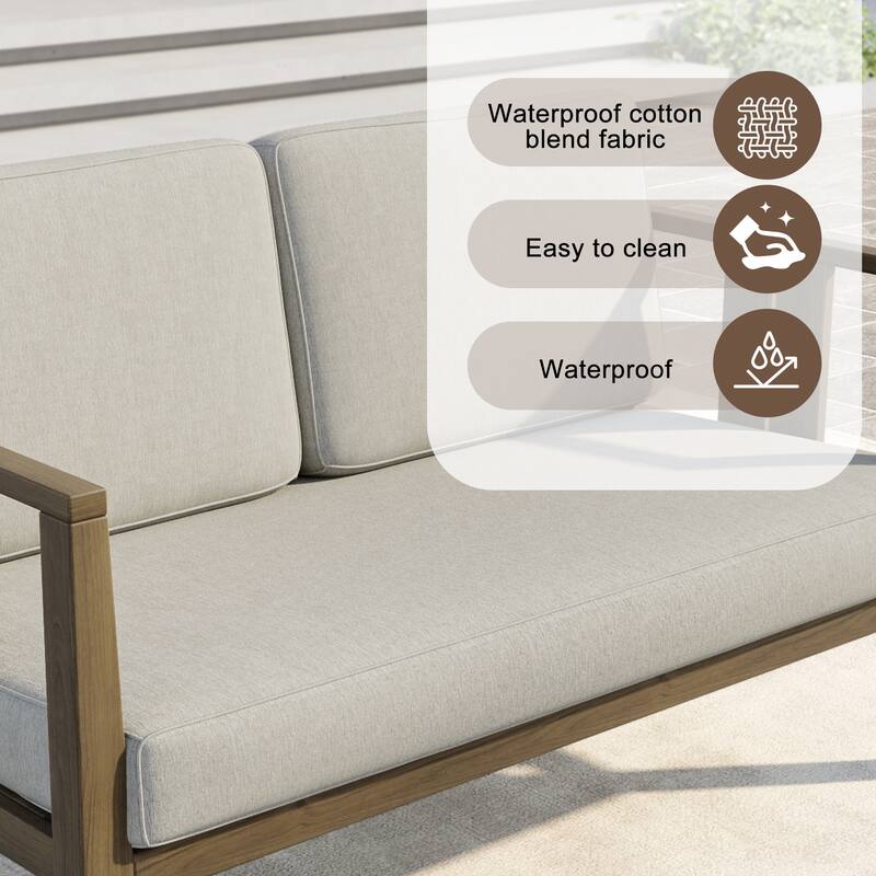 Outdoor Teak Solid Wood Patio Furniture Set Loveseat Armchair Table Collection