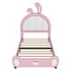 preview thumbnail 11 of 22, Twin Size Upholstered Platform Bed with Rabbit Shaped Headboard in Pink