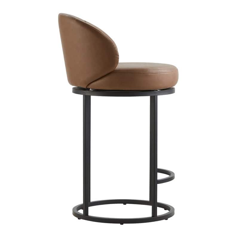 Spruce & Spring Chloe Upholstered Swivel Counter Bar Stool with Metal Frame and Arched Back