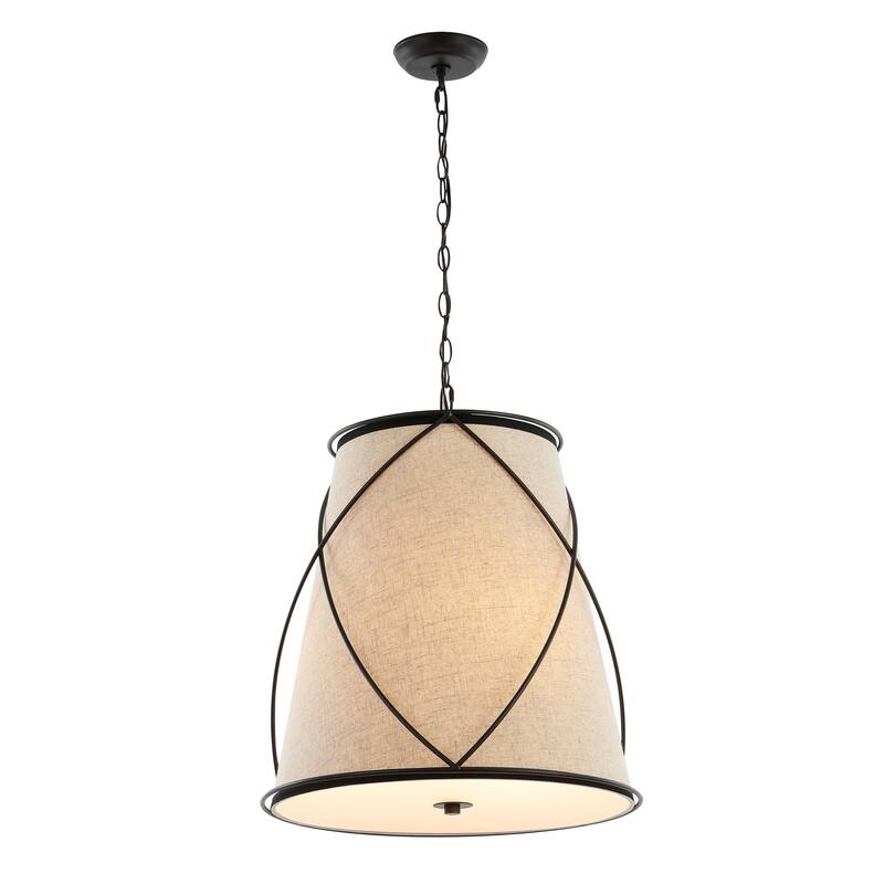 Silas 19" 3-Light Rustic Farmhouse Iron LED Pendant, Oil Rubbed Bronze by JONATHAN Y - 3 Light