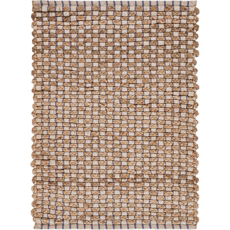 Sevita Organic Jute Interwoven Area Rug, Natural and Indigo