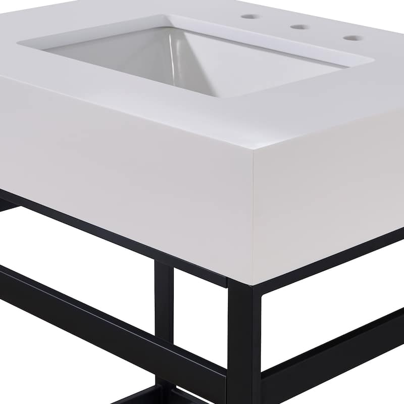 Altair Edolo Bathroom Vanity Countertop in Snow White Apron Finish Without Vanity