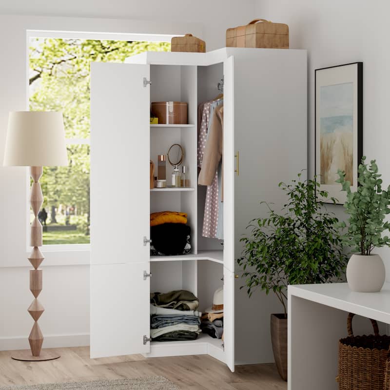 93.9"H/74.2"H Armoires Wardrobe Closet Cabinet Hanging Drawers Storage