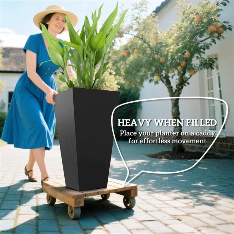 Square Garden Bed Planter for Herbs, Flowers, and Vegetables - 15.75" L x 15.75" W x 28" H