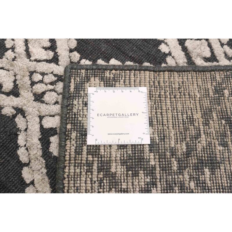 ECARPETGALLERY Hand Loomed Elysian Dark Grey Viscose, Wool Rug - 4'10 x 6'11