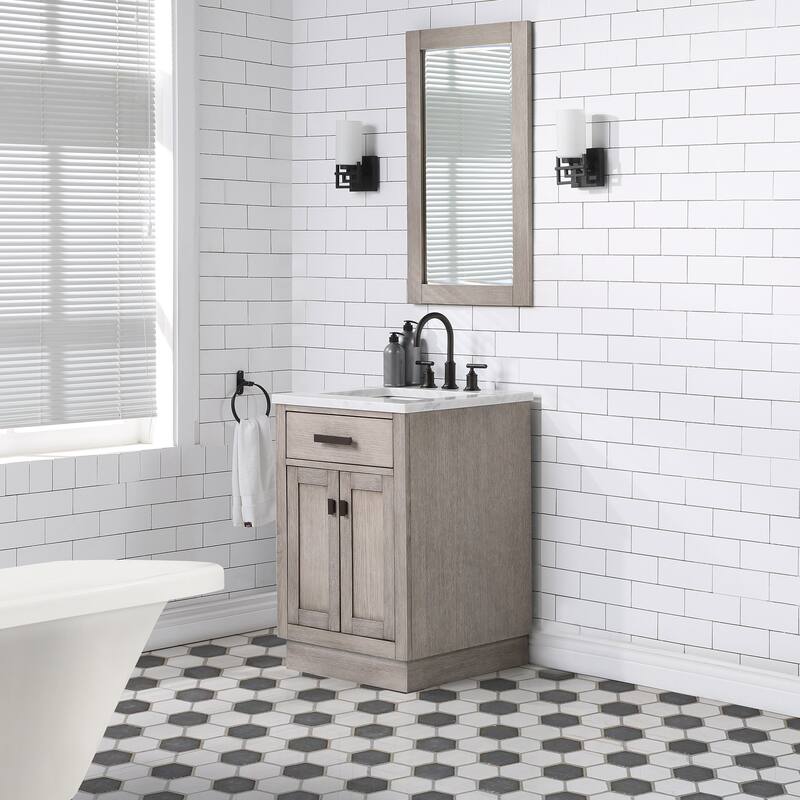 Chestnut 24" Single Bathroom Vanity Vanity with Mirror(s) and Faucet(s)
