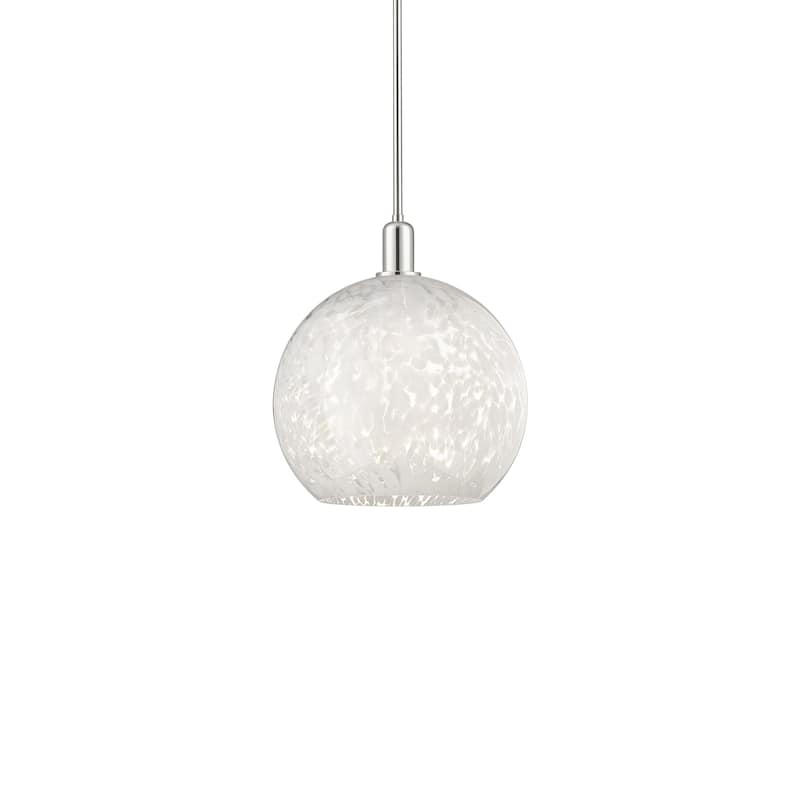 Innovations Lighting 716-1S-18-14 White Mouchette Pendant White - Polished Nickel / White Mouchette