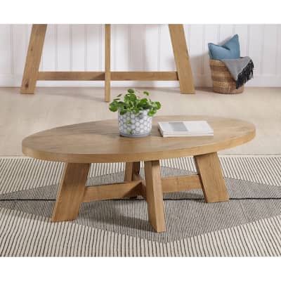 BoHo Modern Natural Wood Oval Coffee Table