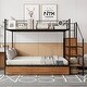 preview thumbnail 37 of 70, Twin Over Full Bunk Bed with Stairs and Wardrobe Metal Bunk Bed with Wire Shelving and Lateral Storage Ladder for Bedroom Dorm Black W/Drawers - Full