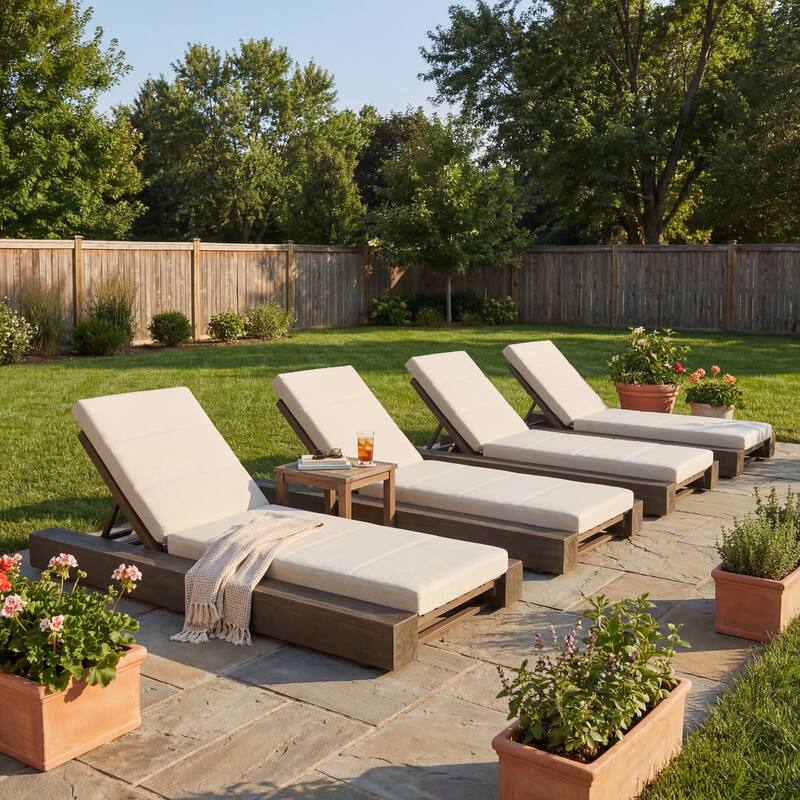 Christopher Knight Home - Amedea Outdoor Acacia Wood Chaise Lounge with Adjustable Backrest & Water-Resistant Cushion
