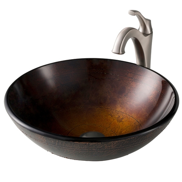 Kraus Glass Vessel Sink, Bathroom Faucet, Pop Up Drain, Mounting Ring. Opens flyout.