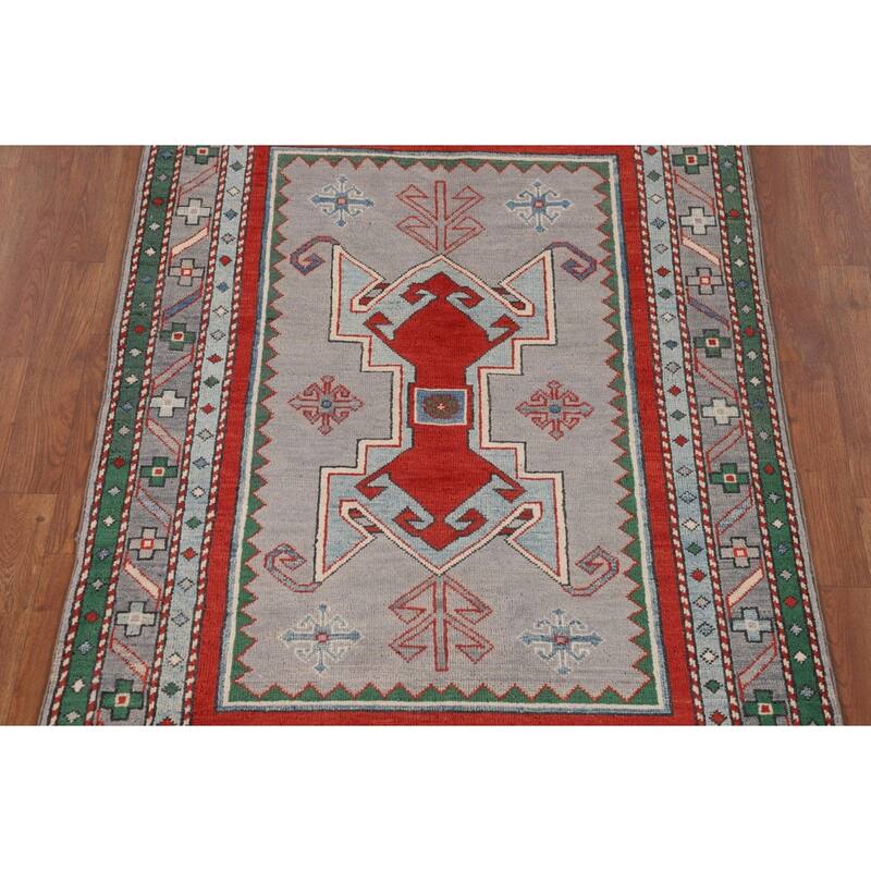 Kazak Foyer Rug Handmade Bedroom Wool Carpet - 3'6" x 4'11"