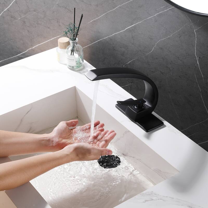 7.7"H Solid Brass Single-Handle Bathroom Sink Faucet with Drain Assembly (Deck plate included)