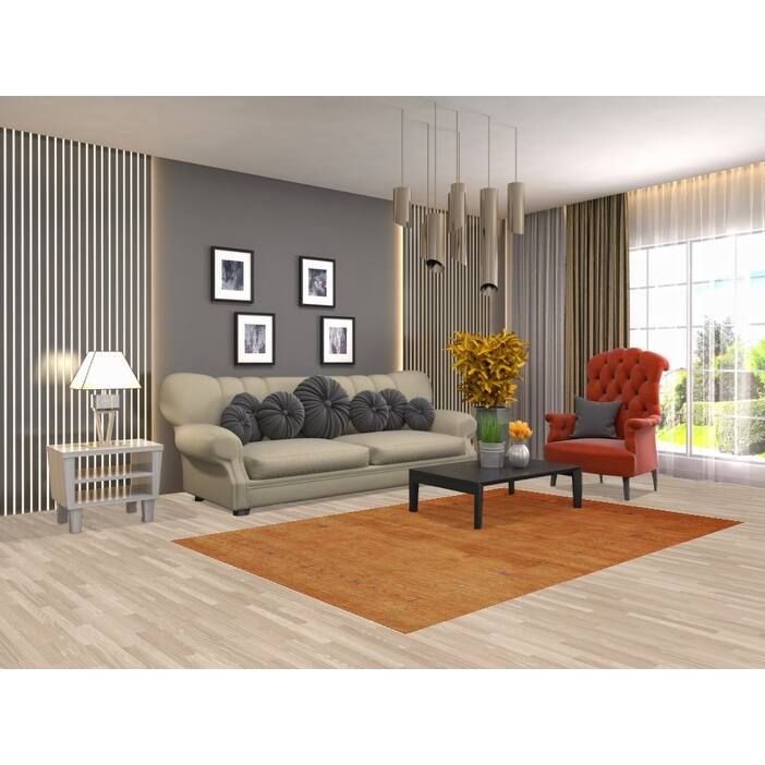 Gabbeh Indian Area Rug Handmade Orange Wool Carpet - 4'11" x 7'7"