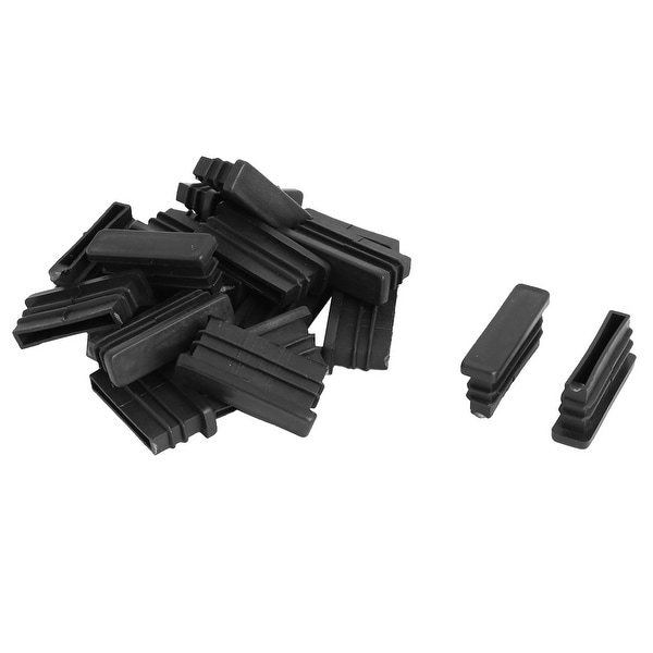 Household Plastic Rectangle Shaped Table Chair Legs Tube Insert Black 20 Pcs