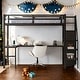 preview thumbnail 1 of 10, Twin XL Size LED Loft Bed with Desk,USB,Wardrobe Black