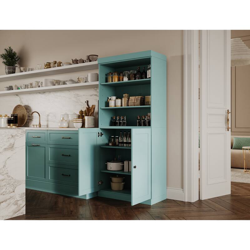 Palace Imports 100% Solid Wood 32" Pantry Cabinet with Shaker Doors and Adjustable Shelves