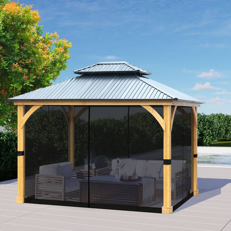Aoodor Universal 12 x 14 ft. Gazebo Replacement Mosquito Netting Screen 4-Panel Sidewalls (Only Netting)