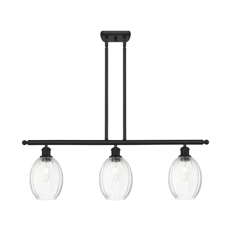 Innovations Lighting Endless Possibilities Ballston - Preston - 3 Light 36" Bulb Shade Stem Hung Island Light - Clear/Matte Black