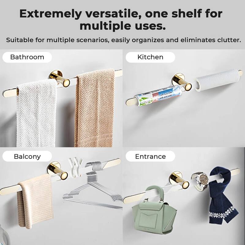 Modern Minimalist Gold Acrylic Towel Bar Towel Rack for Bathroom & Kitchen - 0.98'' H X 19.68'' L X 2.75'' D
