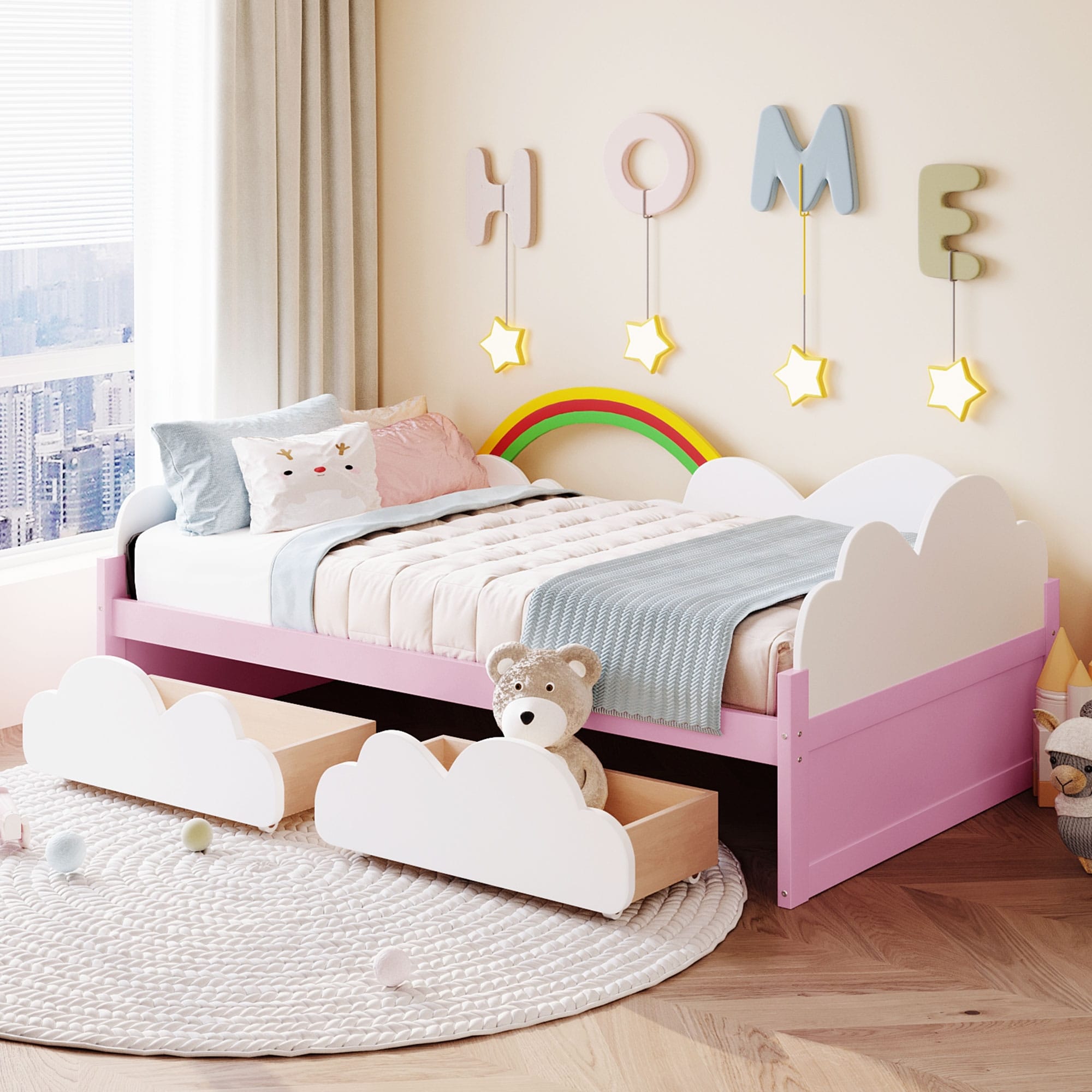 Child's twin outlet bed with drawers