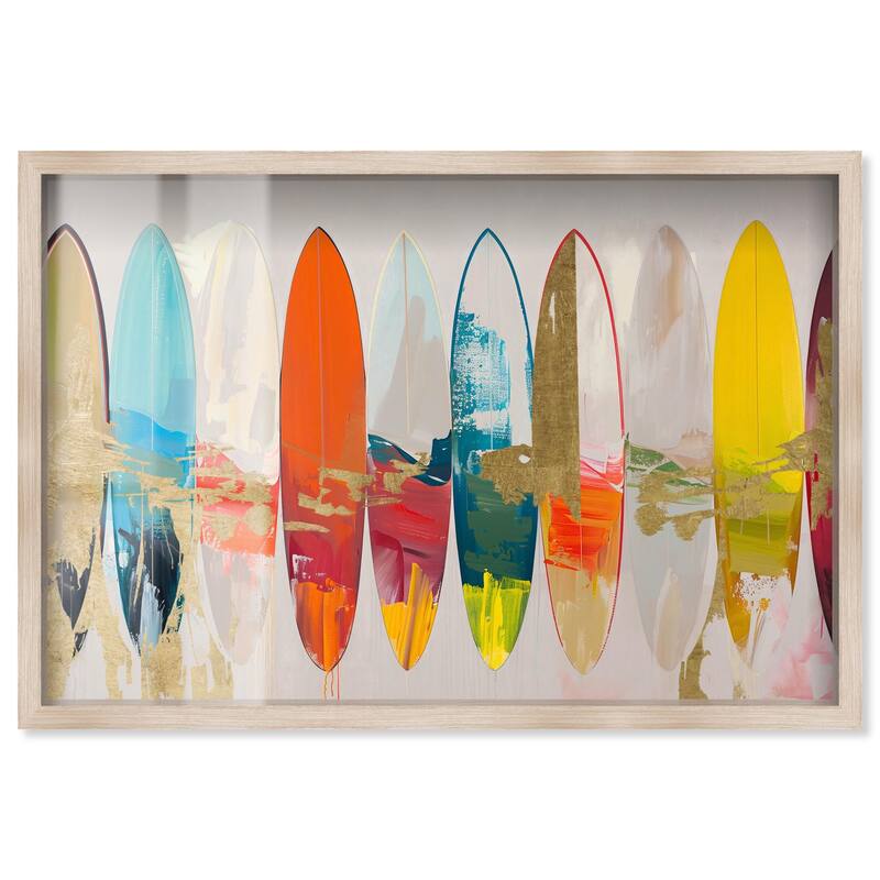 Surfboard Horizons II Shadowbox by Art Remedy - Natural - 45" x 30"