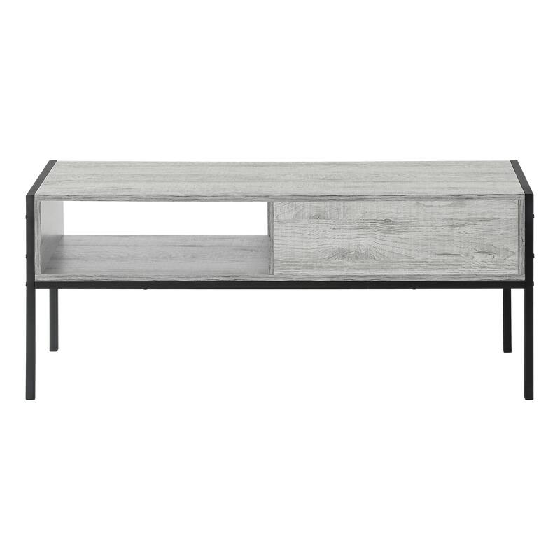 Contemporary 48-Inch TV Stand with Storage Drawer and Cable Management, Grey Laminate, Black Metal Frame