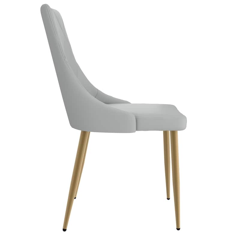 Set of 2 Contemporary Faux Leather and Metal Side Chair - N/A