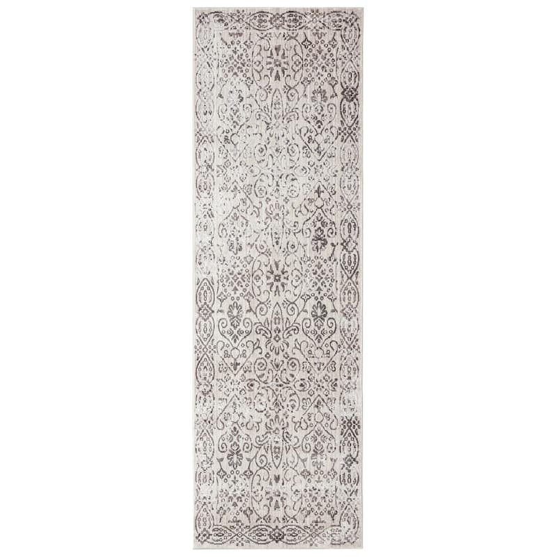 Savannah Loren Gray/Off-White Polyester Area Rug