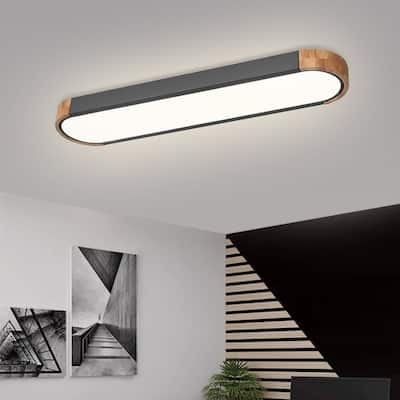 Minimalist Long Oval Wood Dimmable LED Ceiling Light