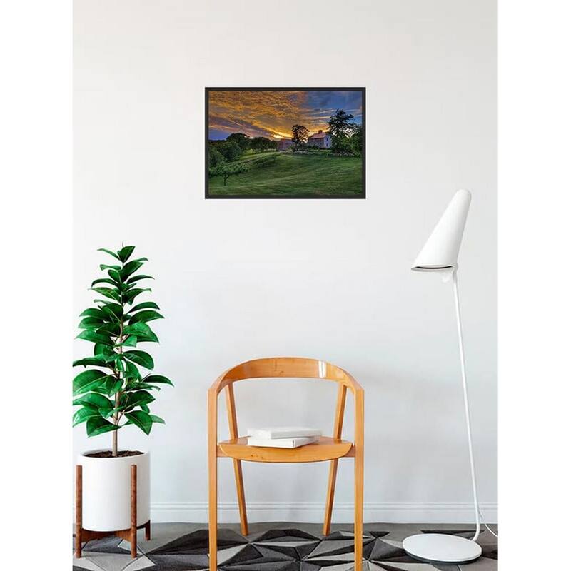 Cape Cod Farm Summer Sunset Photography by Wayne Collamore Framed Poster - 12 x 18 Inch