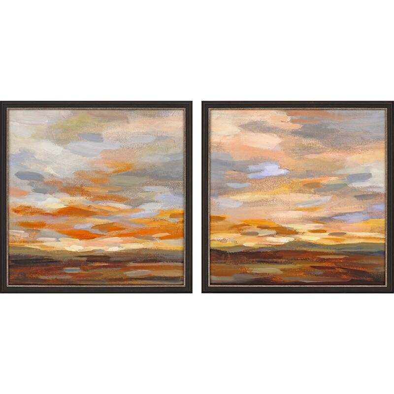 High Desert Sky S/2 Framed Art Giclee Under Glass - Orange - 26 X 26 X 3