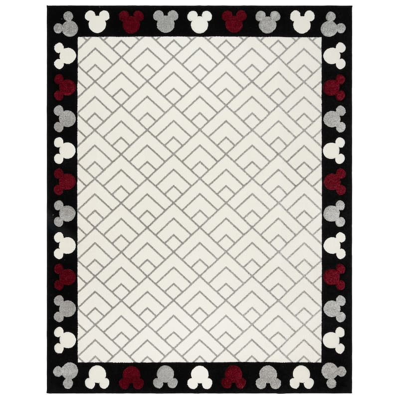 Licensed Disney Bravo Encore Mickey Mouse Modern Geometric Polypropylene Indoor Area Rug Collection - 7' 10" x 10' - Mickey Border - Rectangle