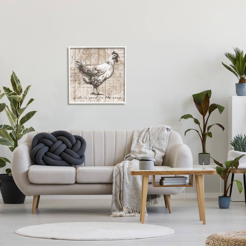Stupell Life's Good In Coop Vintage Text Farm Chicken Framed Wall Art - Beige