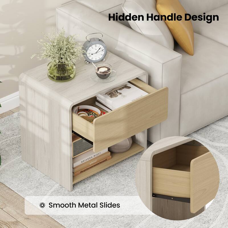Gymax 2 PCS Modern Style Nightstand 2-Tier Sofa Side Bedside Table w/