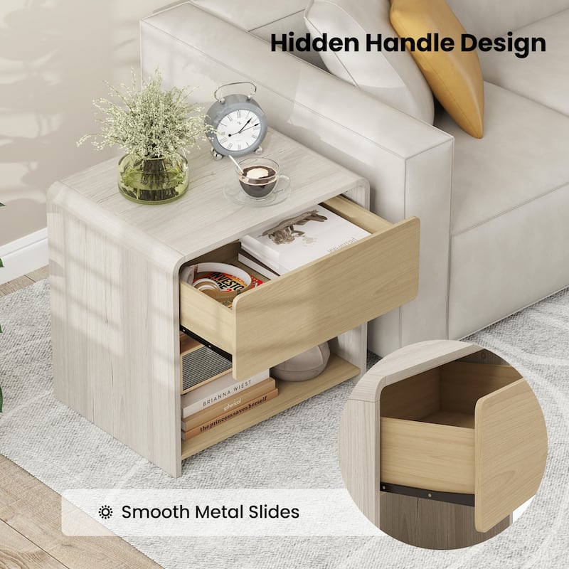 Gymax Modern Style Nightstand 2-Tier Sofa Side Bedside Table w/ Drawer