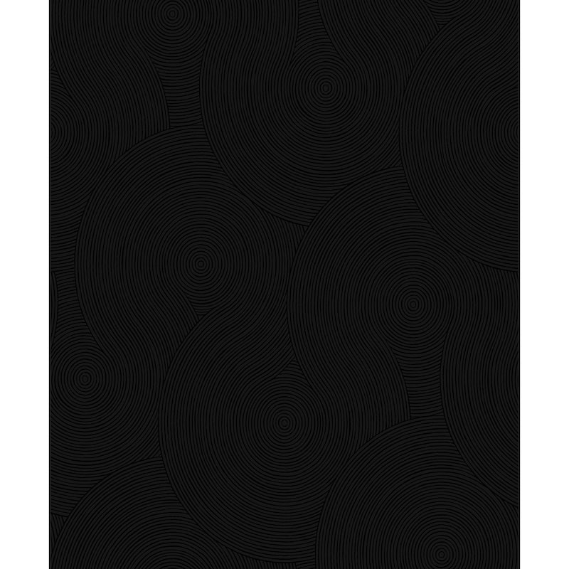 Seabrook Designs Swirl Geometric Prepasted Wallpaper - 20.9 in W x 33 ft. L - 20.9 in W x 33 ft. L - Ebony