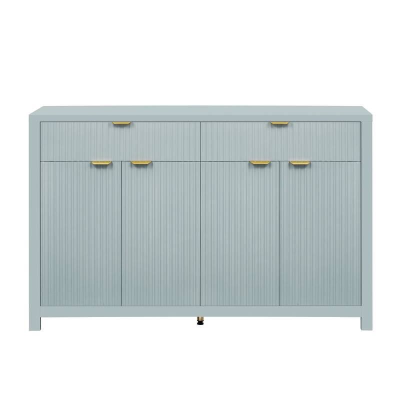 55" Modern Wave-Pattern Sideboard Cabinet Sofa Table with 2 Drawers and 4 Doors, 3-Level Adjustable Shelves